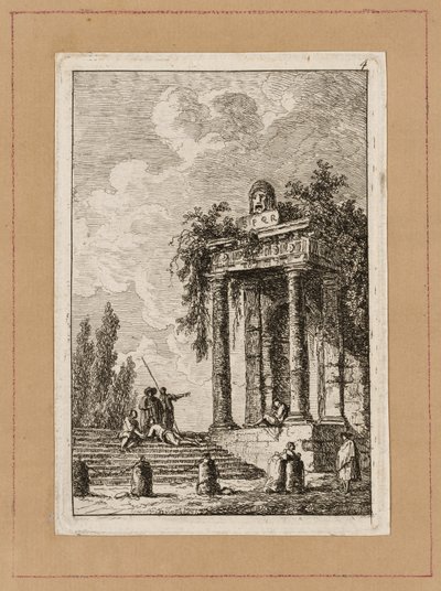 Plaat Vier uit Avonden in Rome door Hubert Robert