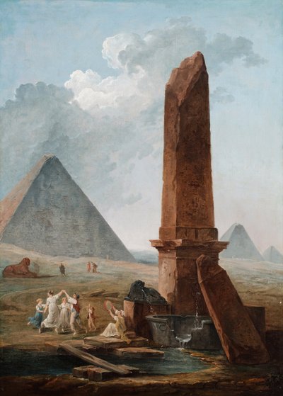 De Farandole tussen Egyptische monumenten door Hubert Robert