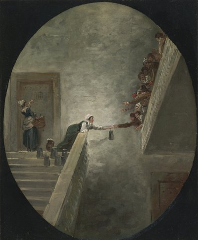 De distributie van melk in de Saint-Lazare gevangenis, ca. 1794 door Hubert Robert