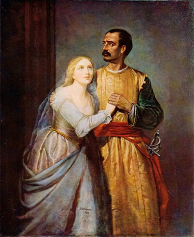 Shakespeare: Othello en Desdemona, Othello, Acte I, Scene 3 door Hubert von (after) Herkomer