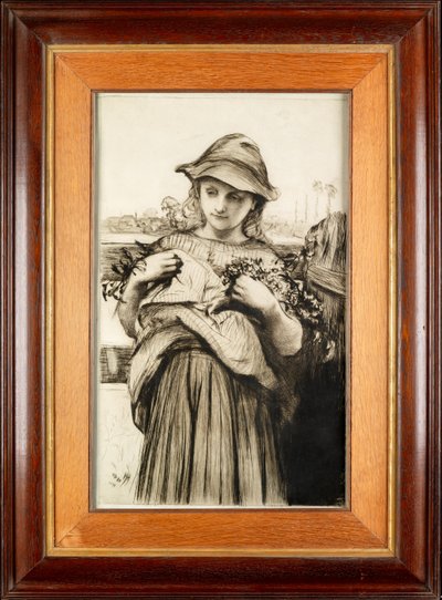 Een Meisje met Bloemen door Hubert von Herkomer