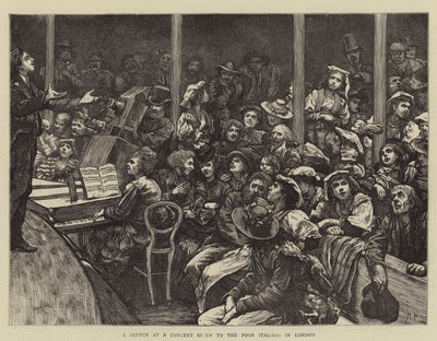 Een schets bij een concert gegeven aan de arme Italianen in Londen door Hubert von Herkomer