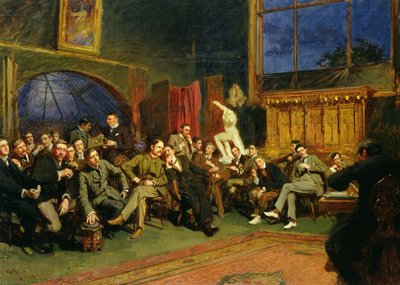 Avond in het atelier met mijn studenten, 1886 door Hubert von Herkomer