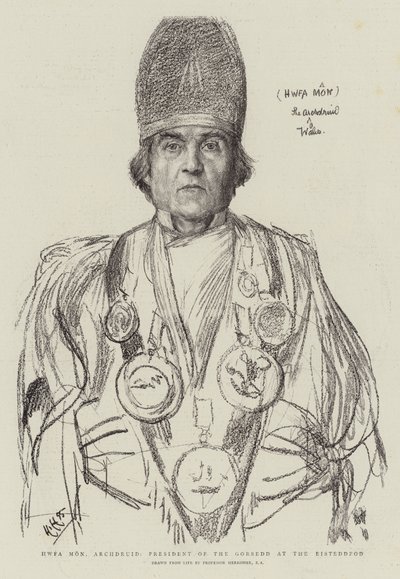 Hwfa Mon, Aartsdruïde, voorzitter van de Gorsedd op de Eisteddfod door Hubert von Herkomer
