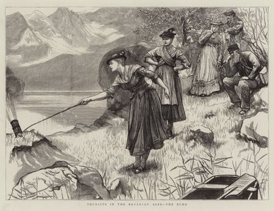 Toeristen in de Beierse Alpen, de Echo door Hubert von Herkomer