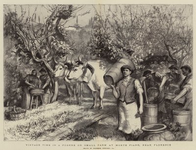 Oogsttijd in een Podere of Kleine Boerderij bij Monte Fiano, nabij Florence door Hubert von Herkomer