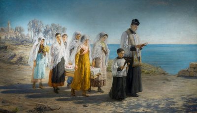 De begrafenis van een klein meisje aan de Riviera door Hugh Cameron