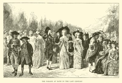 De parade in Bath in de vorige eeuw (gravure) door Hugh Thomson