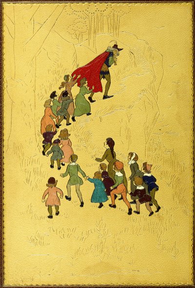Bovenomslag, met een illustratie van de fluitspeler gevolgd door kinderen door Hugh Thomson