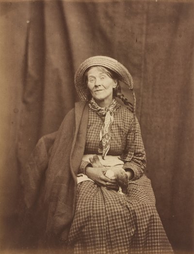 Vrouw met dode vogel, Surrey County Asylum, c. 1855 (foto) door Hugh Welch Diamond