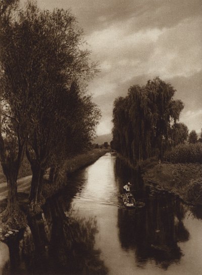 Mexico: Kanaal Viga (zwart-wit foto) door Hugo Brehme