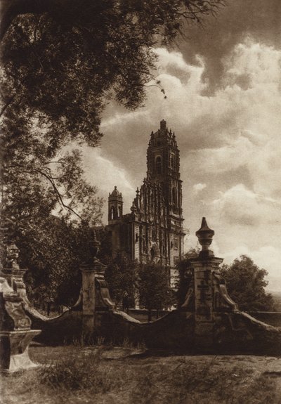 Mexico: Kerk van Tepozotlan (z/w foto) door Hugo Brehme
