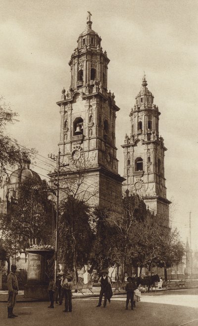 Mexico: Morelia, La Catedral (z/w foto) door Hugo Brehme