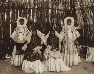 Mexico: Tehuantepec, Meisje in nationale klederdracht (z/w foto) door Hugo Brehme