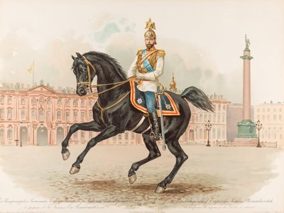 Ruiterportret van Nicolaas II van Rusland door Hugo Karlovich Bakmanson
