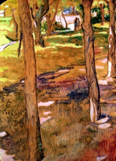 Figuren in een landschap door Hugo Scheiber