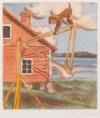 De duivel op de schommel door Hugo Simberg