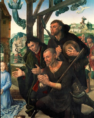 Drie herders (tempera op hout) door Hugo van der Goes