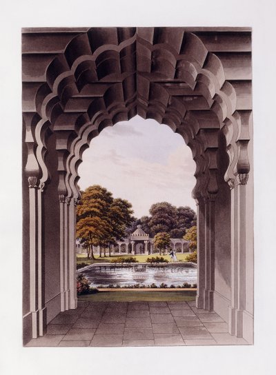 Een architectonisch ontwerp met tuin door Humphry (after) Repton