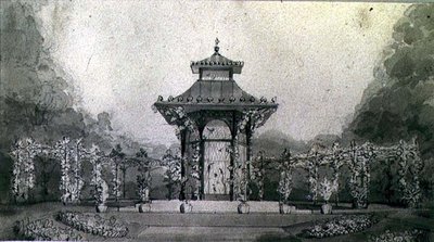Ontwerp voor een volière en pergola in Chinese stijl door Humphry Repton