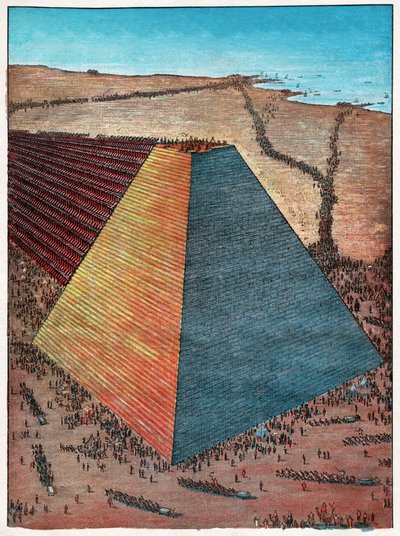 Piramide van Cheops, 1927 (gravure) door Hungarian School