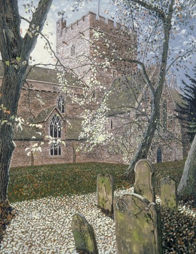 Kathedraal van Brecon, herfstdag, 1992 door Huw S. Parsons