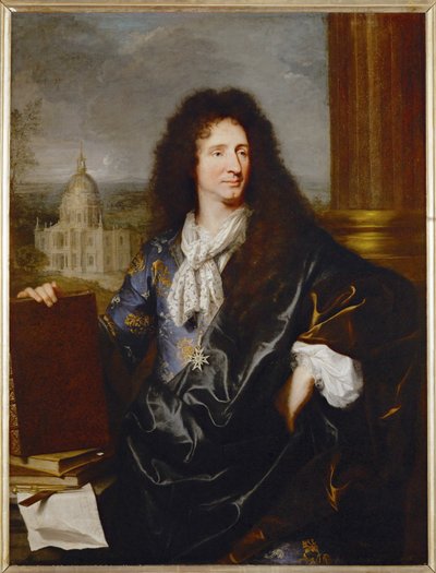 Jules Hardouin-Mansart, eerste architect en opzichter van de Koninklijke gebouwen, geschilderd 1685 ... door Hyacinthe Francois Rigaud