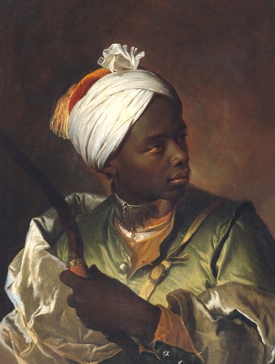 Portret van een zwarte man met een boog, ca. 1697 (olieverf op doek) door Hyacinthe Francois Rigaud