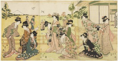Valkenjachtpartij, 1807 door Hyakusai Hisanobu Hyakusai Hisanobu