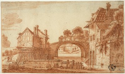Oude huizen aan kanaal door I Jan van de Velde