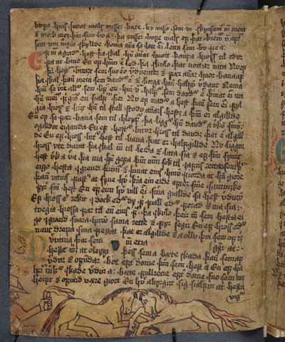 Paardengevecht, uit Heynesbok (Het Boek van Heynes), 1e helft van de 16e eeuw door Icelandic School