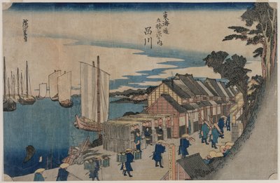 Shinagawa uit de serie Drieënvijftig Stations van de Tokaido door Ichiryusai Hiroshige II
