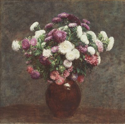 Asters in een vaas door Ignace Henri Jean Fantin Latour