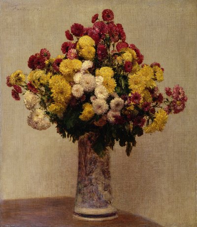 Chrysanten in een vaas, 1873 door Ignace Henri Jean Fantin Latour