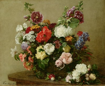 Franse rozen en pioenen, 1881 door Ignace Henri Jean Fantin Latour