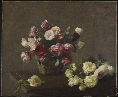 Rozen in een mand door Ignace Henri Jean Fantin Latour