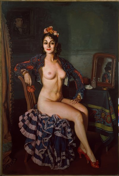 Portret van La Oterito in haar kleedkamer door Ignacio Zuloaga y Zabaleta