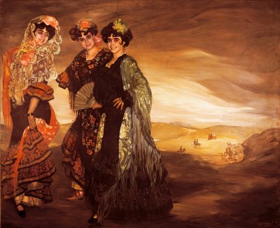 De drie neven (met de traditionele Spaanse kostuums van dansers) c.1903 door Ignacio Zuloaga y Zabaleta