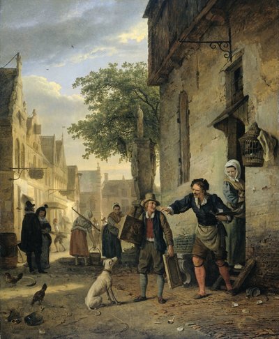 Jan Steen Stuurt zijn Zoon de Straat op om Schilderijen te Ruilen voor Bier en Wijn door Ignatius Josephus van Regemorter