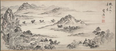 Uitzicht op West Lake, 1700s door Ike Taiga