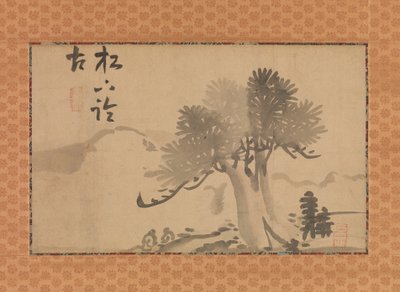 Pijnboom en kalligrafie door Ike no Taiga