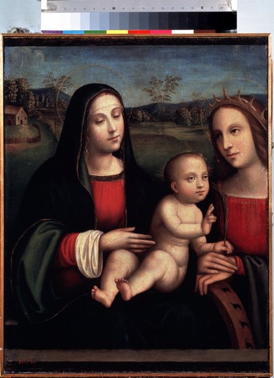 Madonna met kind en heilige Catharina van Alexandrië door Il  Francia