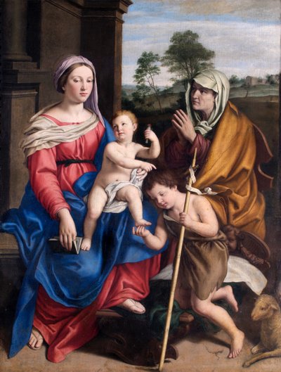 De Maagd en Kind met St. Elizabeth en de jonge St. Johannes door Il (1609 85) Sassoferrato
