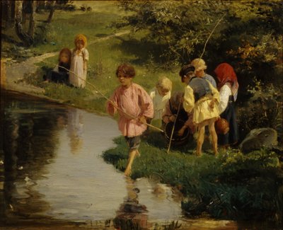 Kinderen vissen, 1882 door Illarion Mikhailovich Pryanishnikov