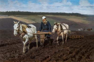 Leo Tolstoj aan het werk door Ilya Efimovich Repin