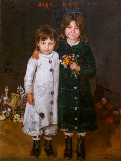 Nadia en Véra Repine door Ilya Efimovich Repin