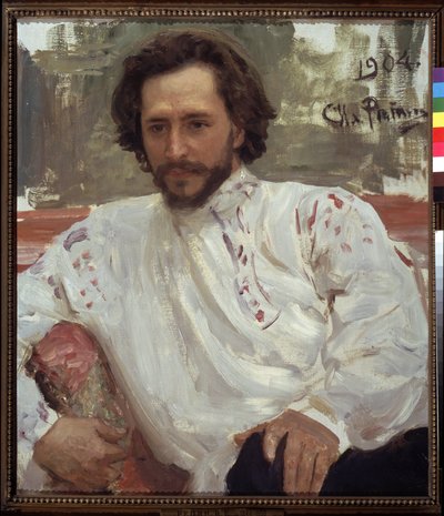 Portret van schrijver Leonid Andreiev door Ilya Efimovich Repin