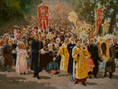 Religieuze Processie in het Eikenbos door Ilya Efimovich Repin