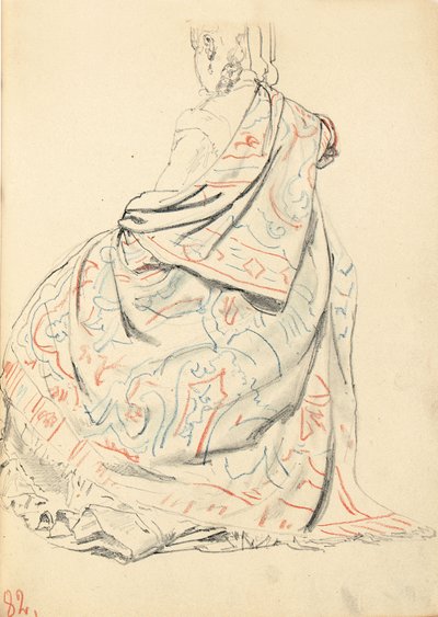 Studie voor "Een Parijse Café": Een zittende vrouw van achteren, ca. 1872-1875 door Ilya Efimovich Repin