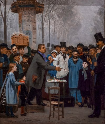 DE VERKOPER VAN NIEUWIGHEDEN IN PARIJS door Ilya Efimovich Repin